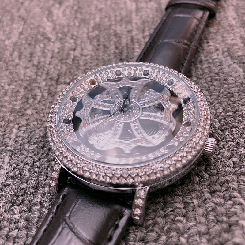 2021年新款双层时来运转克罗心男士满钻手表男抖音直播爆款防水表