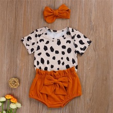 Newborn Baby Clothes Set Short Sleeve Romper Tops Bow Shorts