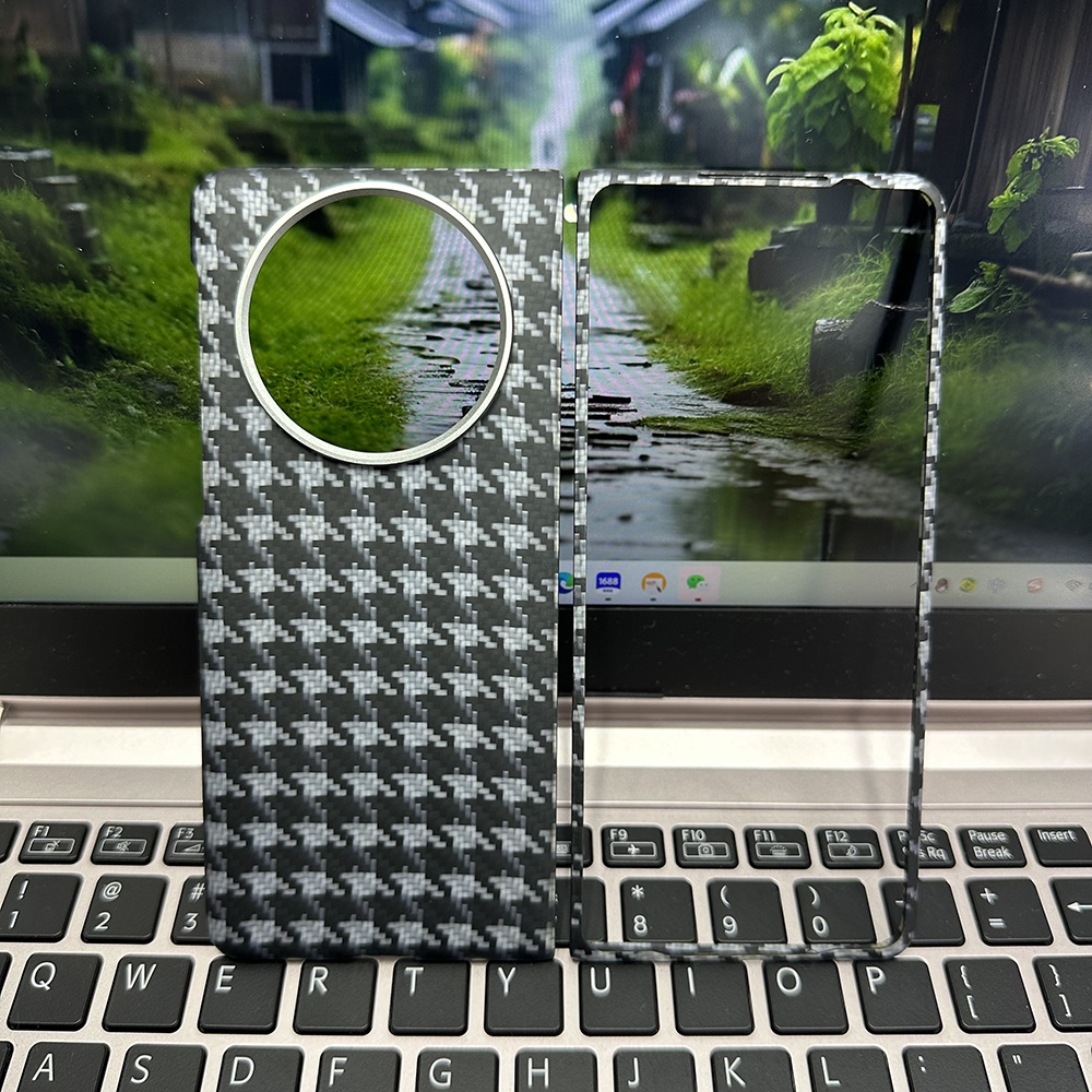 适用华为matex5凯夫拉手机壳磁吸千鸟格matex5芳纶纤维高端手机壳