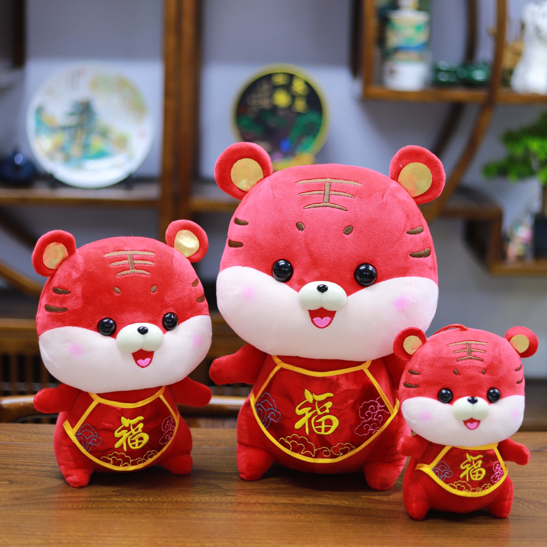 2022虎年吉祥物公仔肚兜虎毛绒玩具生肖虎玩偶公司年会活动礼品批