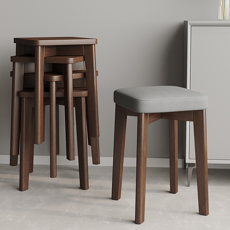 网红轻奢实木凳客厅餐桌凳中式高板凳家用化妆凳可摞放网红布艺小