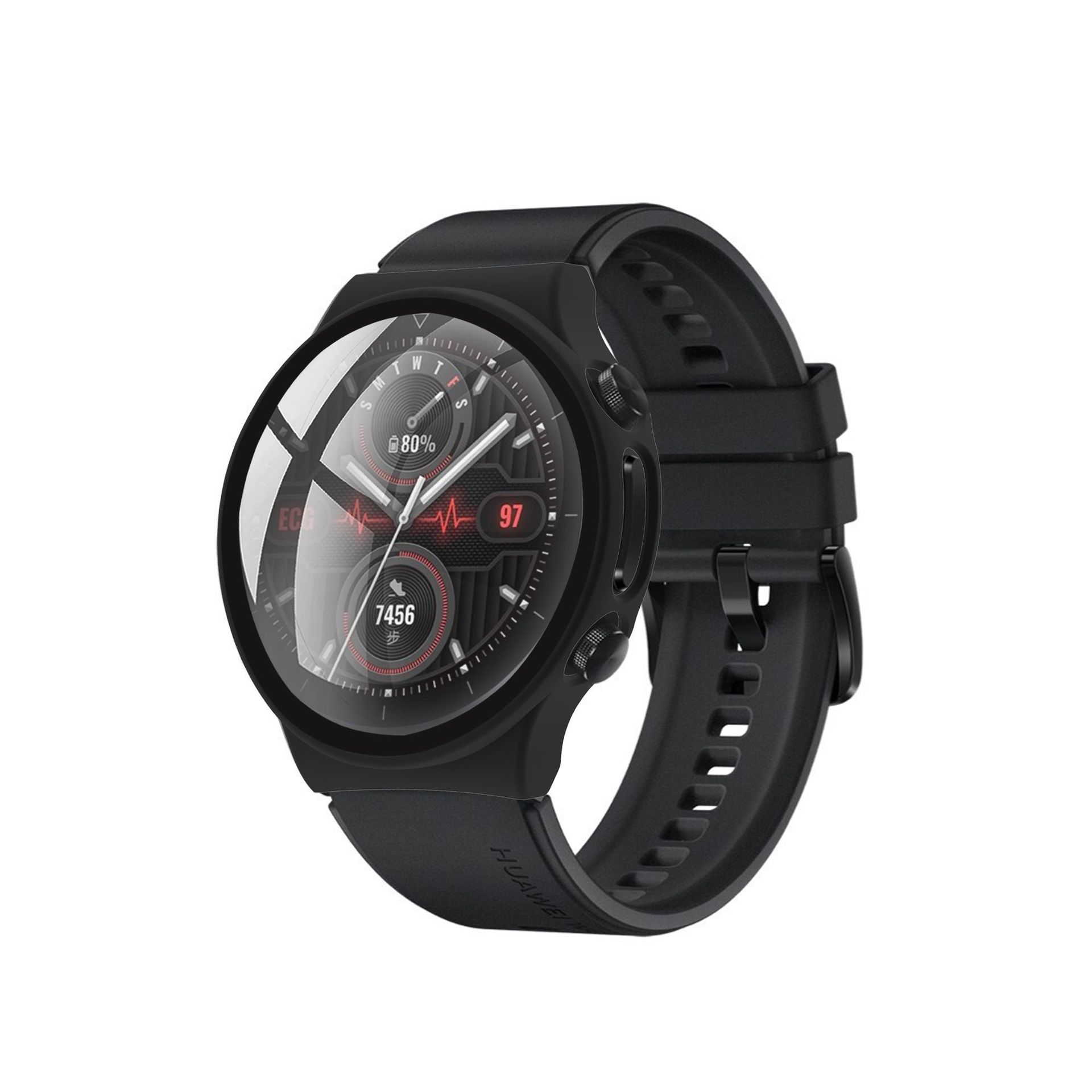 适用华为gt2 pro ecg手表壳全包pc 钢化膜一体壳智能保手表保护套