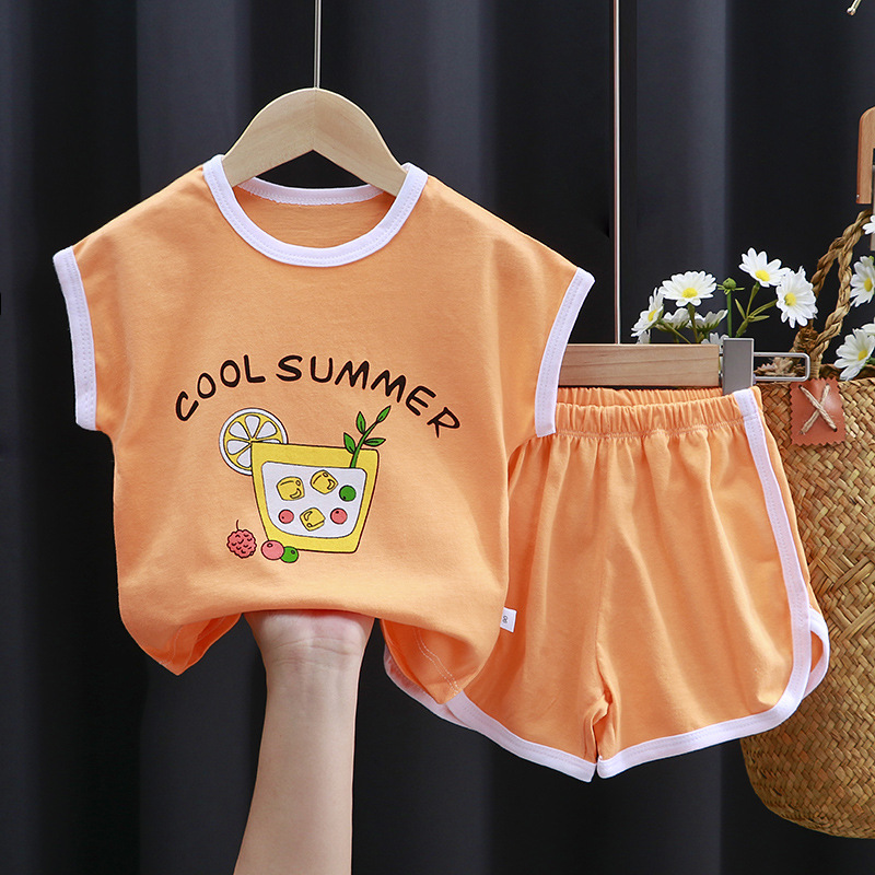 Summer Children's Short-Sleeved Suit Cotton Boys and Girls T-shirt Baby and Infant Two-Piece Set Summer Wear Clothes Children's Clothing Wholesale Baby Clothes