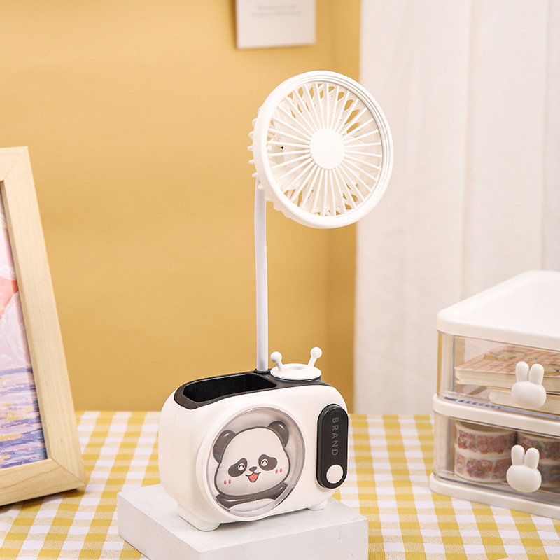 Cute Desktop Rechargeable Small Fan Cartoon Children's Large Wind Fan Portable Desk Bedside Mini Fan