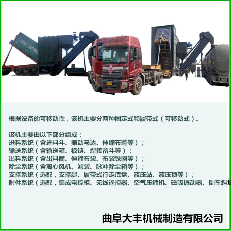 湖南集装箱卸车输送机 水泥粉拆箱卸灰输送机 深圳集装箱卸车机