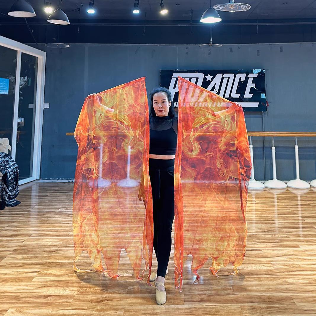 经典舞台演出服饰火焰旗彩色纱巾赞美旗运动会崇拜旗厂家批发