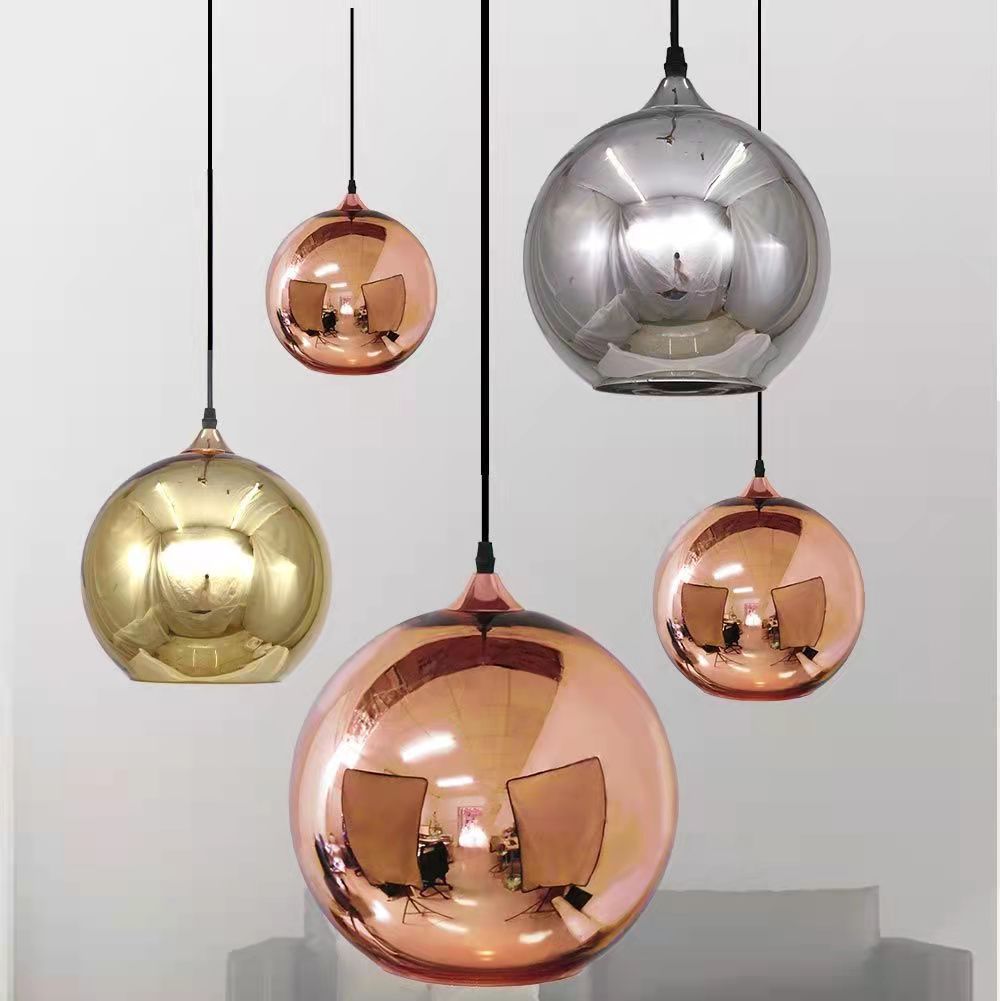 现代简约ins网红单头电镀球玻璃圆球吊灯北欧咖啡厅吧台餐厅吊灯