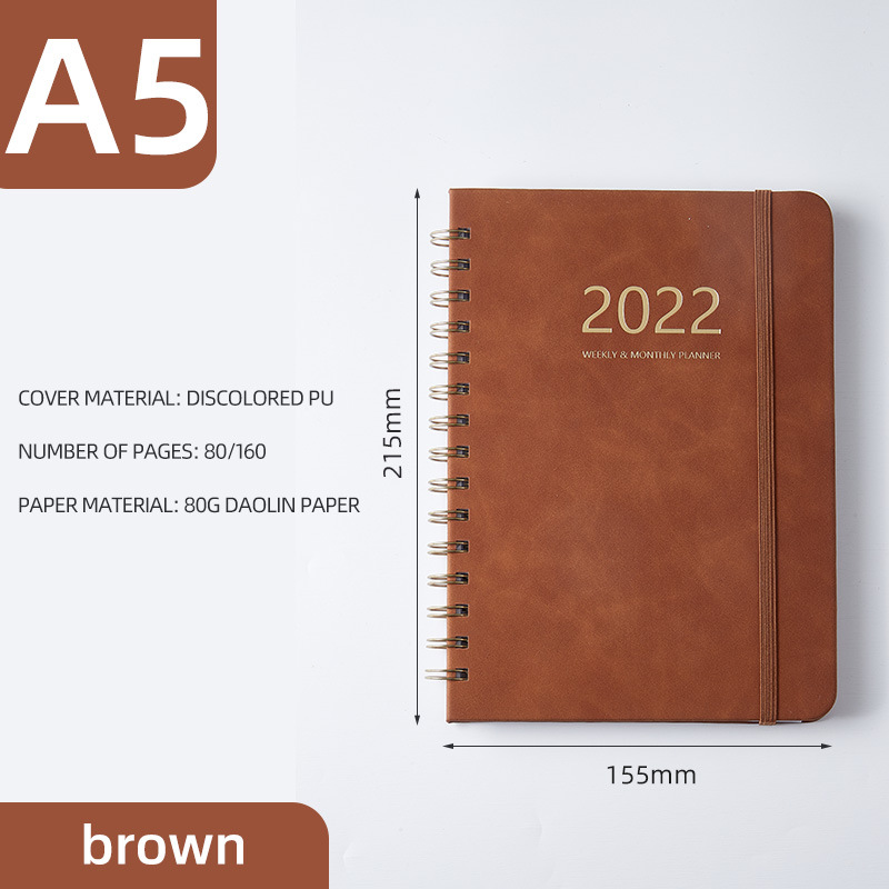 Amazon Weekly Plan Full English Version Schedule Book PU Leather Notebook 2023 Elastic Band Notepad