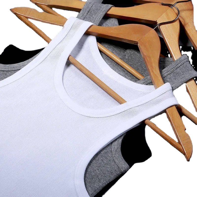 100 Solid Color Summer Men's Vest Middle Youth Elderly Tight Stretch Bottoming Slim-Fitting Men's Clothing Sports Fitness Undershirt