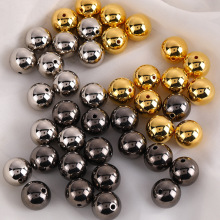 2.5mm-20mm 直孔电镀珠金色圆珠银色塑料泡珠 diy手工配件批发