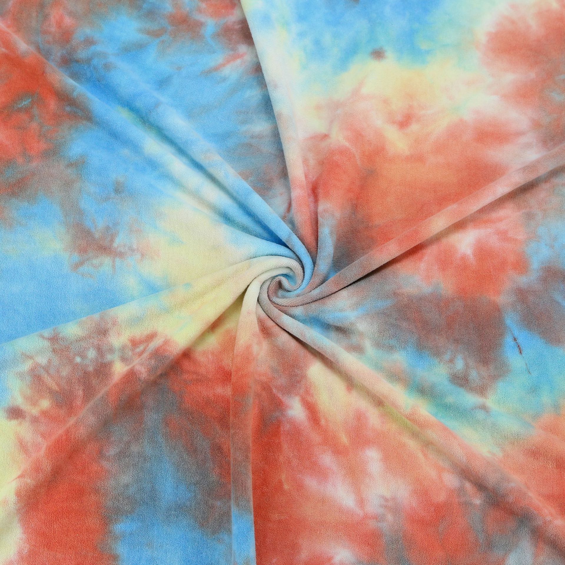 扎染毛巾布 睡衣头带扎染面料 春冬卫衣帽子扎染 加厚全棉毛圈布