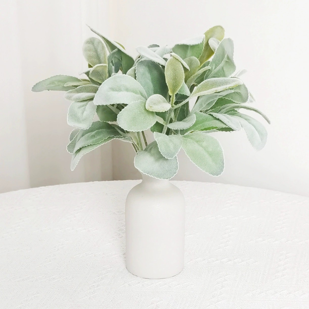 仿真植物植绒单只羊耳叶兔耳叶桉树叶 森系插花装饰绿植拍照道具