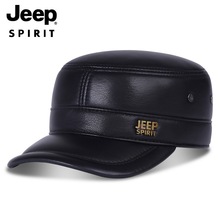 一件代发JEEP/吉普正品帽子男士羊皮加厚护耳平顶帽A0662