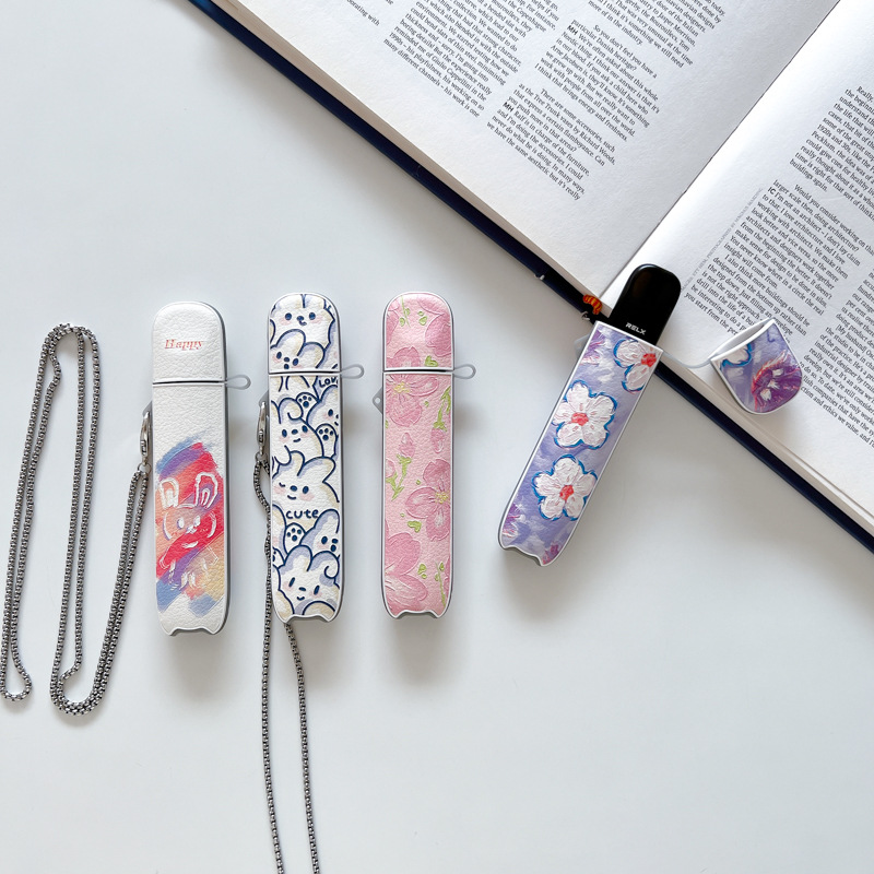卡通可爱relx5代烟杠套悦刻电子烟雾器壳relax4代保护套贴皮四五