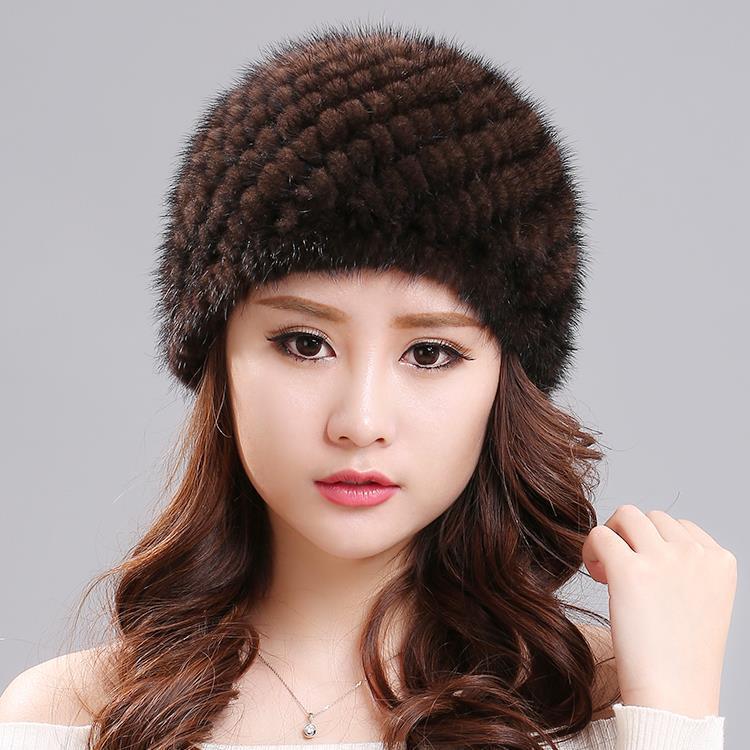 貂帽女冬貂皮水貂女帽女士冬季新款冬天皮草编织貂毛貂绒帽子