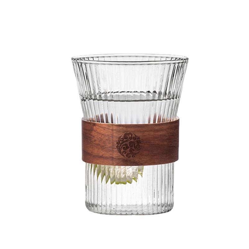 Japanese Striped Glass Coffee Cup with Heat Insulation Tea Cup Wholesale Creative Juice Milk Cool Drinks Cup Simple Breakfast