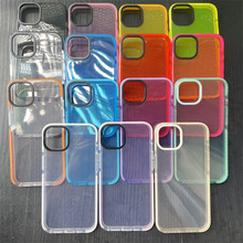 苹果13PROMAX双色三合一透色手机壳iPhone12纯色TPE边框透明软壳