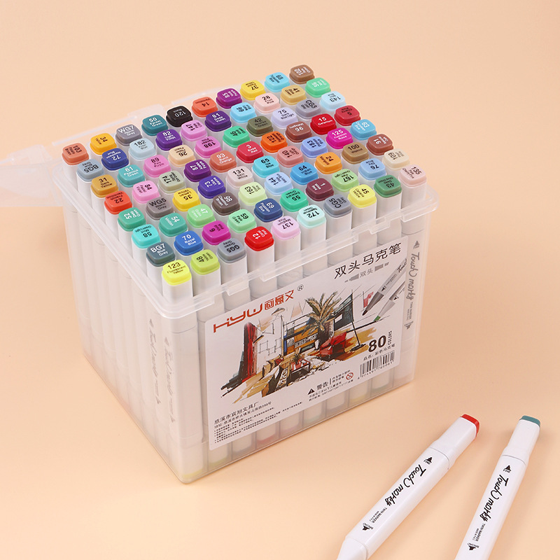 双头马克笔套装油性12/24/36色绘画笔彩色设计手绘笔盒装油彩笔