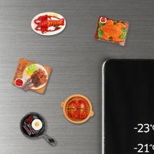 中式美食冰箱贴装饰大卡食玩火锅烤鸡龙虾立体磁力冰箱贴