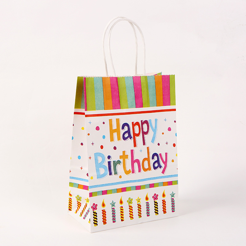 Birthday Gift Bag Happy Birthday Printed Kraft Paper Bag Birthday Gift Bag Children's Gift Bag