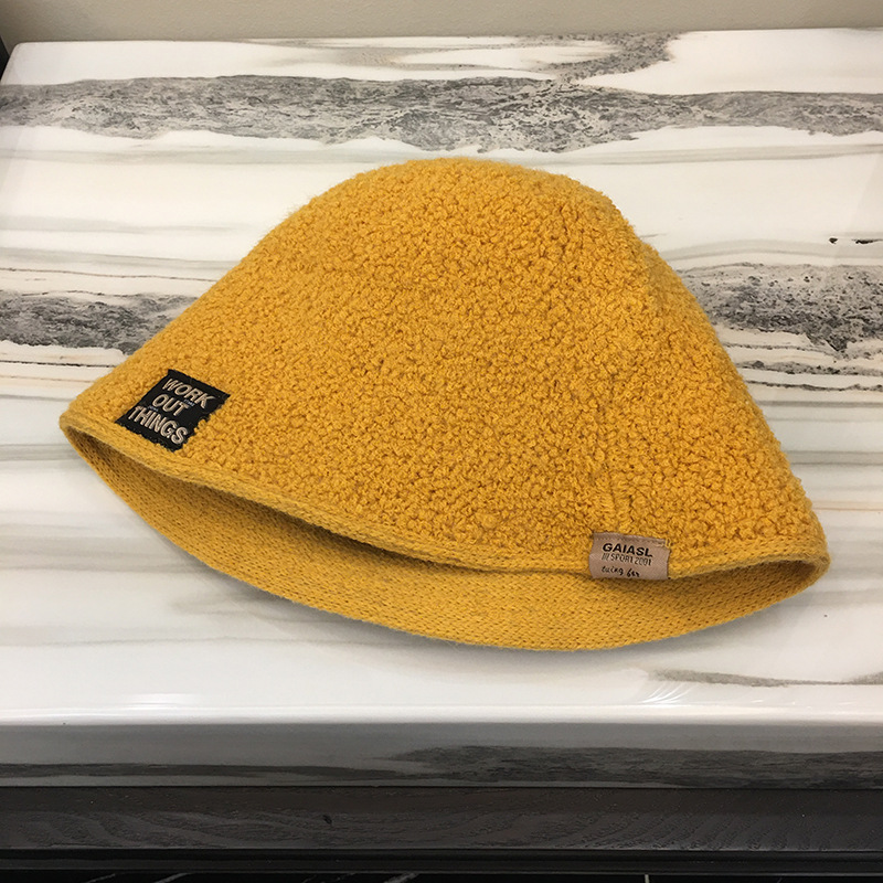 日系水桶帽女韩版秋冬百搭渔夫帽潮牌显脸小时尚羊羔毛保暖直筒帽