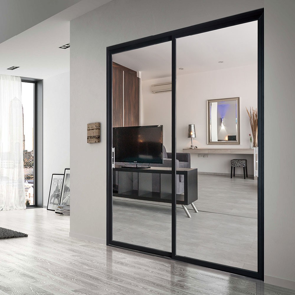 现代简约16极窄推拉门 厨房阳台滑动移门 铝合金静音玻璃门吊趟门
