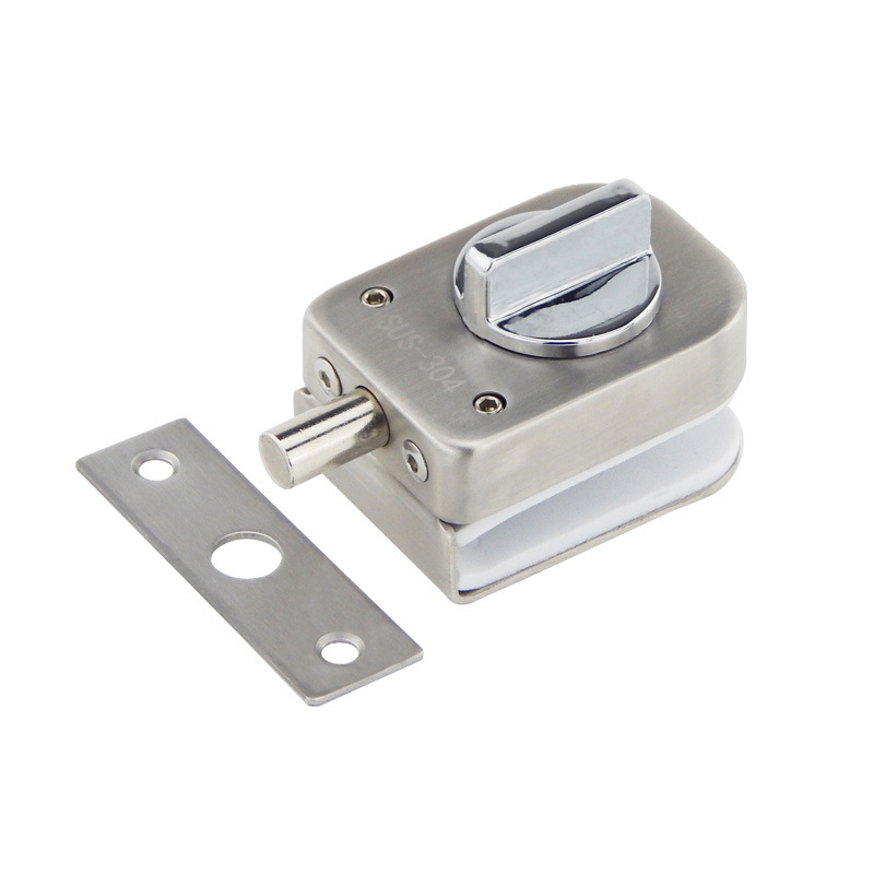 黑色玻璃门锁免开孔钢化玻璃门插销地锁浴室单门双门锁玻璃地插销