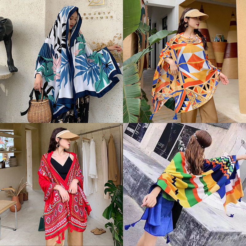 oversized scarf seaside thin thin beach towel summer sunscreen scarf women‘s summer coat shawl all-match scarf