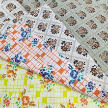 22年夏季韩版流行60支棉印花几何菱形格子花朵小方块女装童装面料
