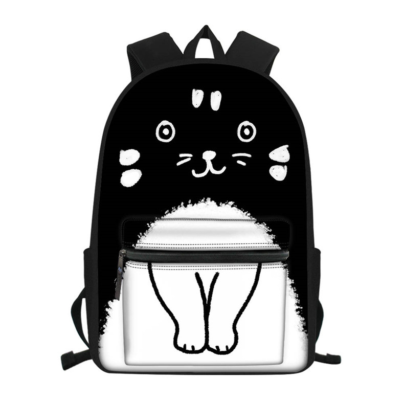 一件代发帆布双肩包图案卡通猫印花外贸新款旅行电脑学生背包跨境