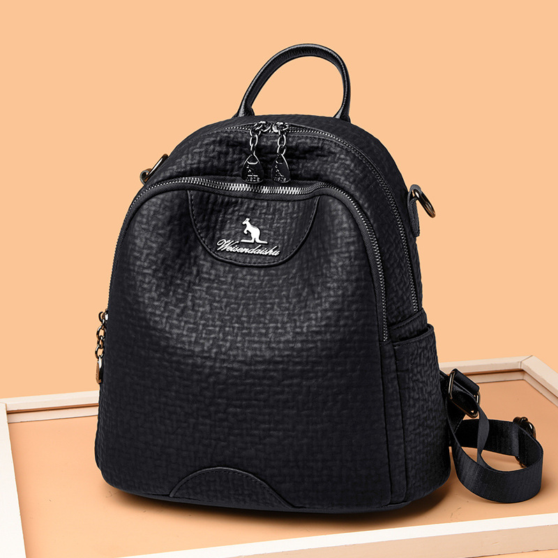 Brand Kangaroo Women's Backpack Women's New Fashion Soft Cowhide Travel Leisure Versatile Large Capacity Backpack Bag