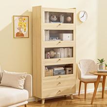 实木书架置物架落地家用儿童客厅简易多层收纳柜子靠墙边防尘书柜