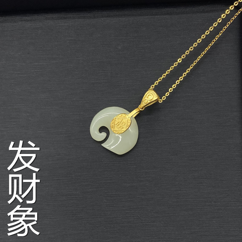 金镶玉吊坠古法银s925银镶天然和田玉转运筒金钱袋挂坠直播热款