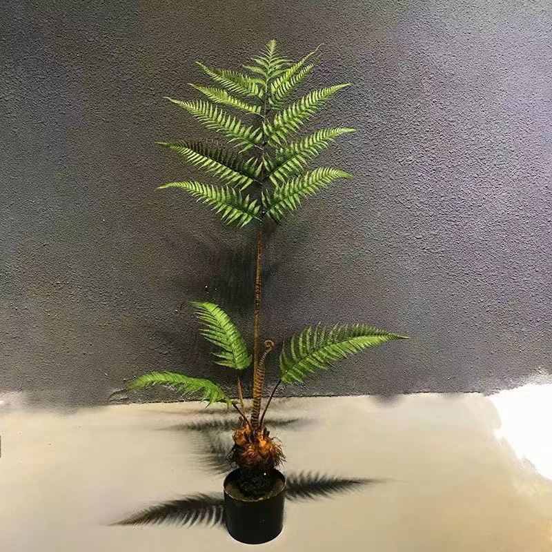 仿真蕨绿植盆栽中式禅意金丝猴蕨室内客厅装饰落地假树造景批发