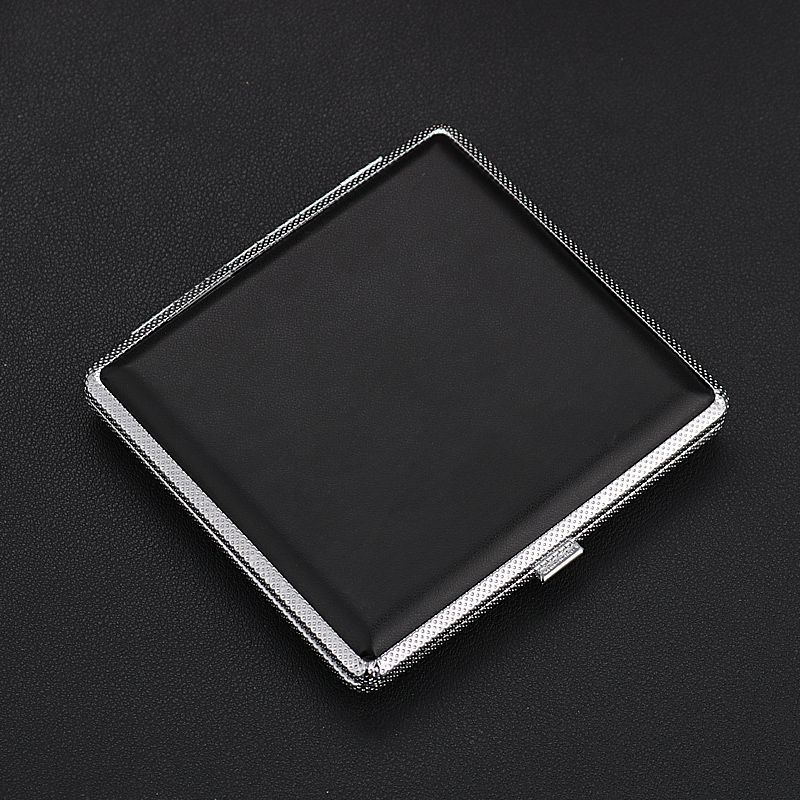 Leather Pattern Cigarette Case Men's Boutique Portable 20 PCs Metal Sticker Leather Cigarette Case Cigarette Holder Factory Direct Sales Smoking Set Wholesale