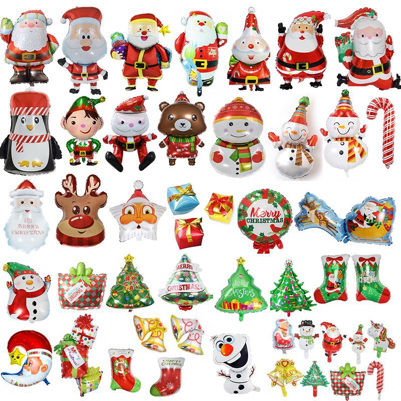 New Christmas Series Elk Bear Christmas Tree Gift Box Snowman Sled Festival Decorations Arrangement Aluminum Balloon