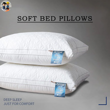 2x Soft Feather Fabric Pillow Sleep Pillows Hotel Dormitory