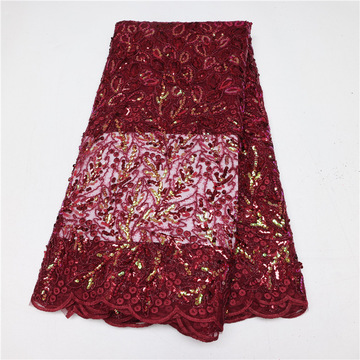 彩色亮片刺绣花蕾丝面料现货镂空股线绣花婚纱礼服连衣裙旗袍面料