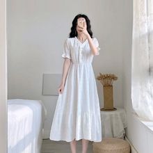2024夏季新款韩版流行裙子桔梗法式复古气质仙女小香风白色连衣裙