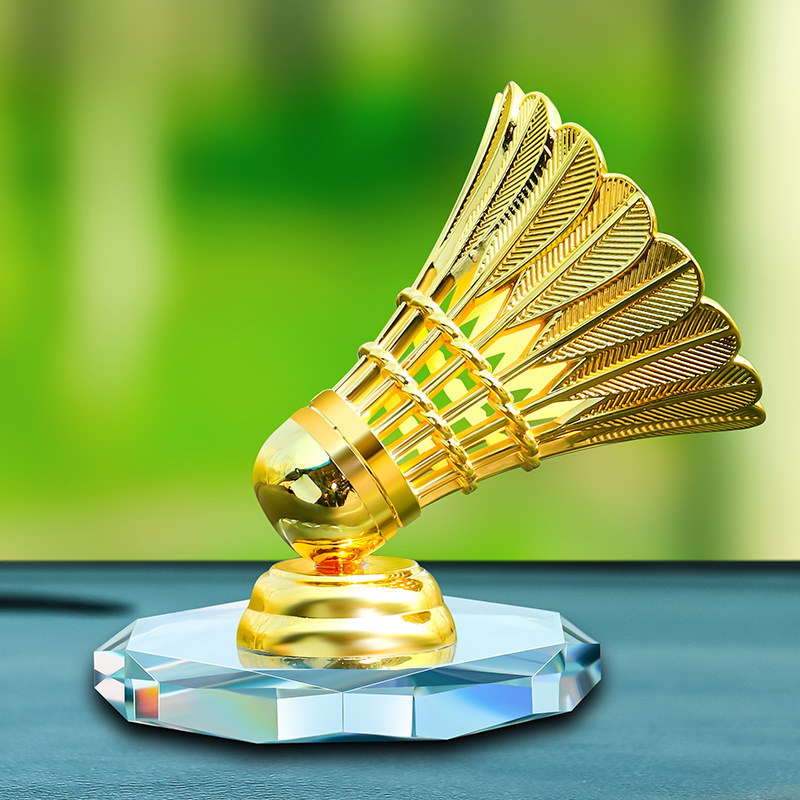 羽毛球汽车摆件车上装饰与你同行合金羽毛球比赛竞技奖杯颁奖礼品