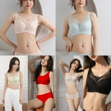 防走光内衣女大胸显小夏季薄款全罩杯缩胸防下垂收副乳抹胸式文胸