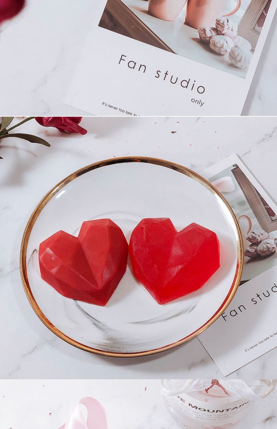 结婚喜庆红色香皂手工精油皂爱心伴手礼婚庆礼品皂创意造型皂【10