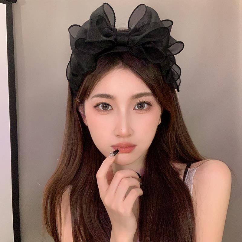 Black Bow Headband Female French Retro Hair Band Outdoor All-Matching Hair Clip Headdress Face Wash Hair Accessories Wholesale