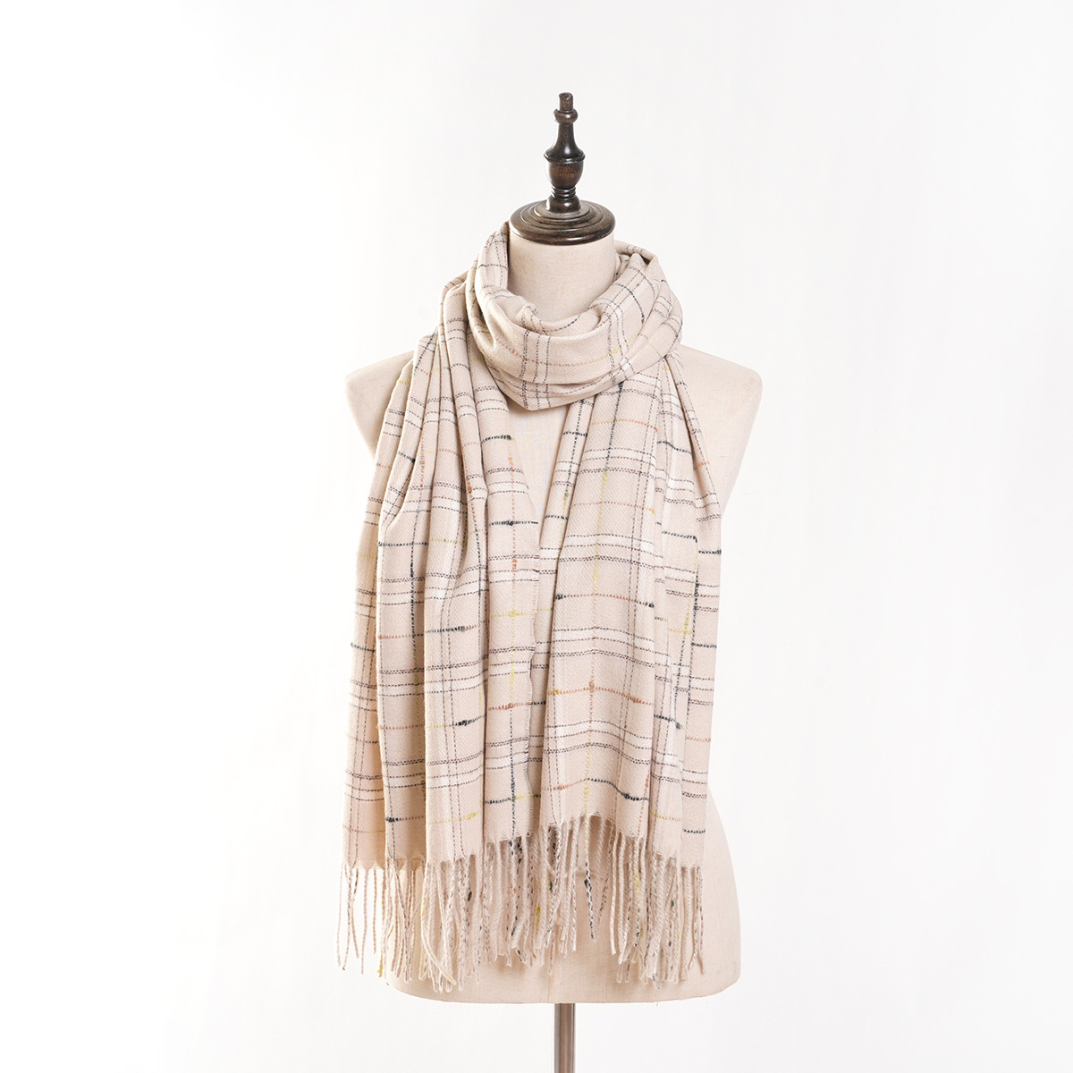 One Generation Hot-Selling New Products Cashmere-like All-Matching Striped Plaid Scarf Artistic Outer Wear Tassel Women's Scarf in Stock