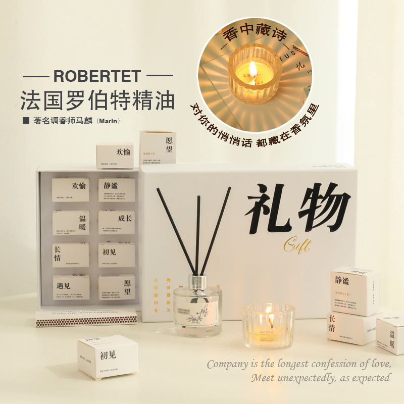 Tibetan Poetry Aromatherapy Candle Gift Box Gift Set Birthday Handmade Ornaments Gift High Sense INS Companion