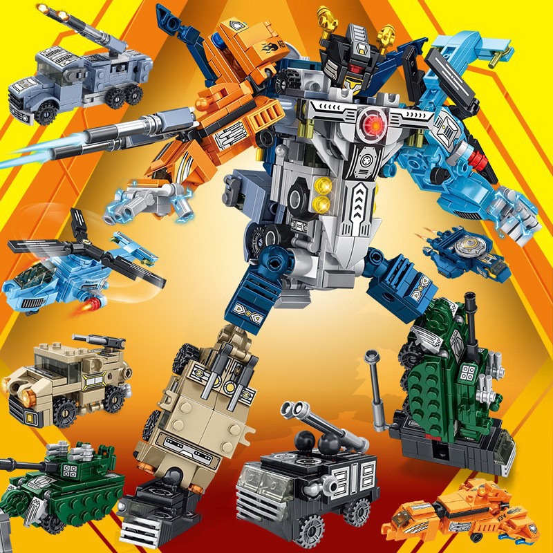 潘洛斯军事坦克飞机积木器人机甲战士儿童益智拼装玩具批发633075