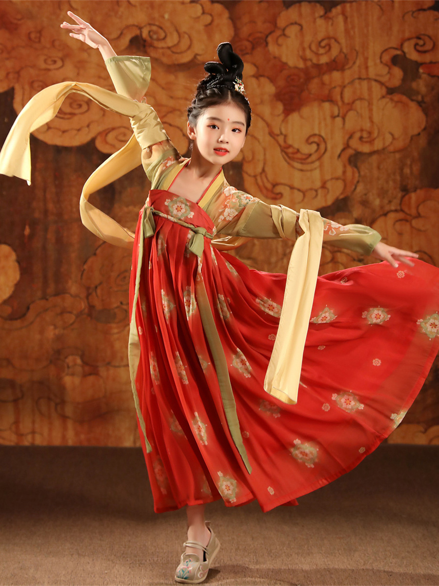 女童汉服小仙女唐制古装唐宫夜宴儿童小女孩古风连体套装演出服装