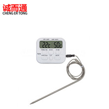 TA278温度计可计时不锈钢探针 多功能报警温度计超过设定值会响