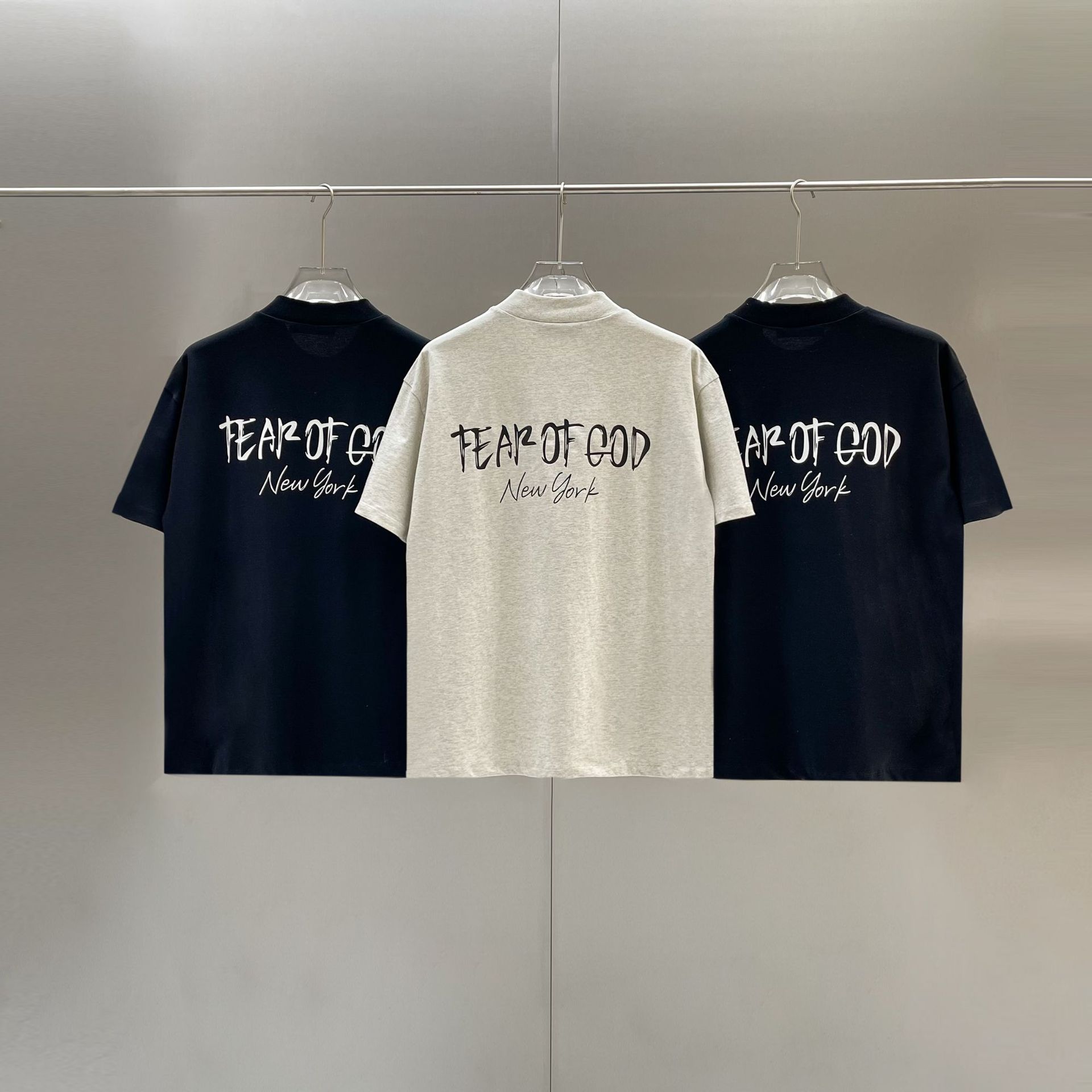 essentials复线纽约限定街潮牌纯棉宽松fear of fog圆领短袖t恤in