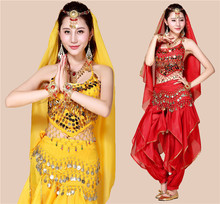 印度舞蹈服装民族舞表演服演出服装维吾尔族舞蹈服饰成人雪纺套装